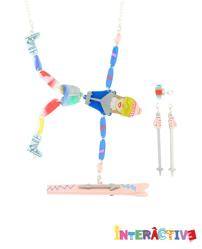 Alpine Skier Mannequin Necklace -Interactive-