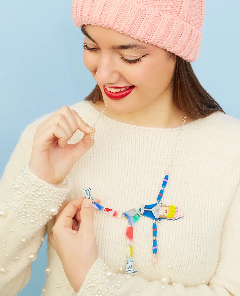 Alpine Skier Mannequin Necklace -Interactive-
