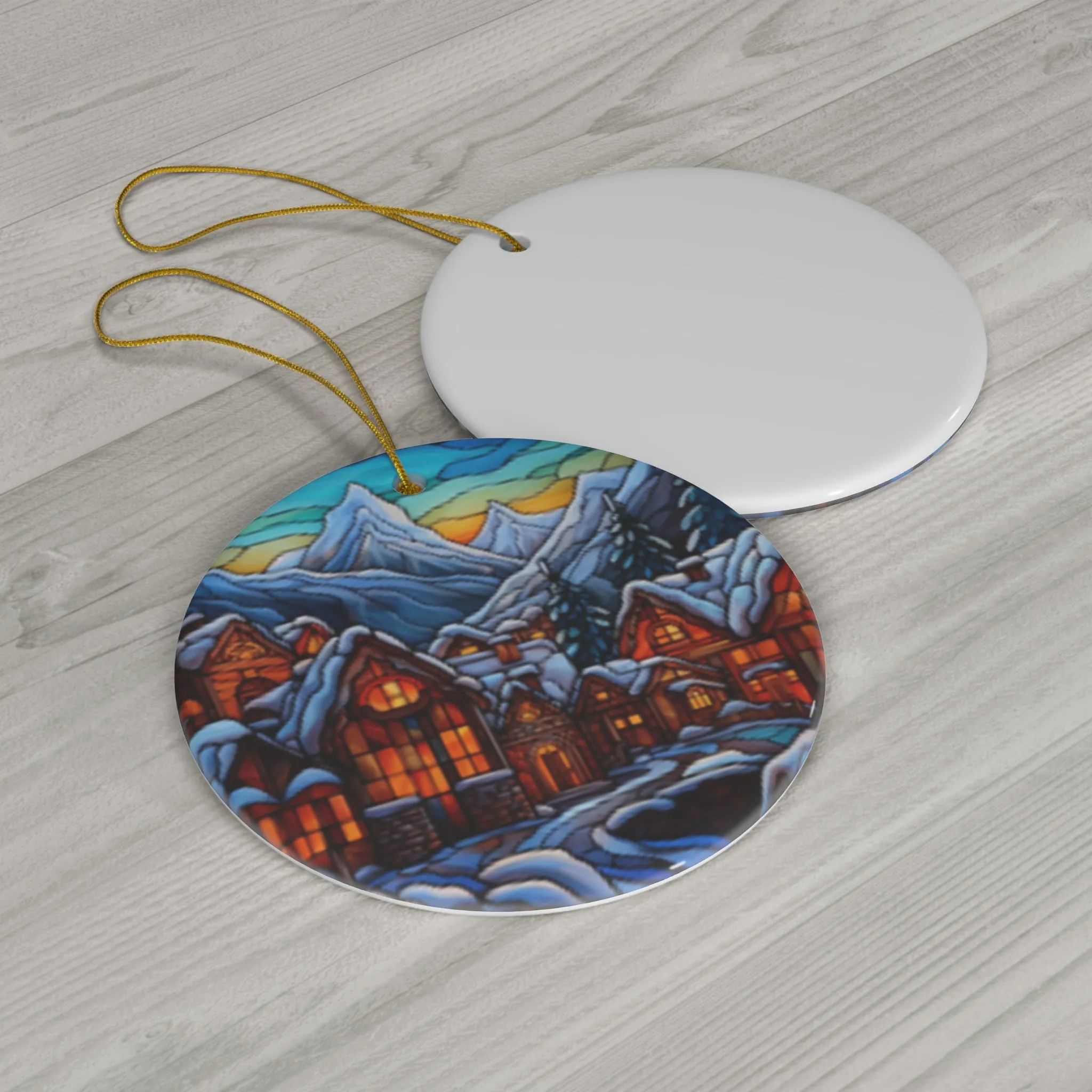 Christmas| Charming Snowy Village Ceramic Christmas Ornament – Durable Ceramic with Glossy Finish