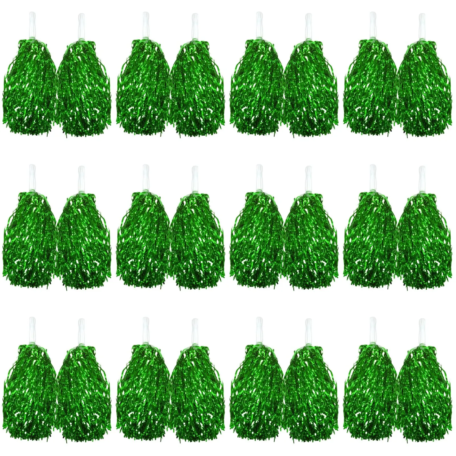 Green Metallic Cheerleading Pom Poms – Set of 12 w/ Easy-Grip Handles Australia Day