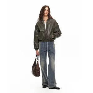 NUHT Retro Washed Straight-Leg Jeans