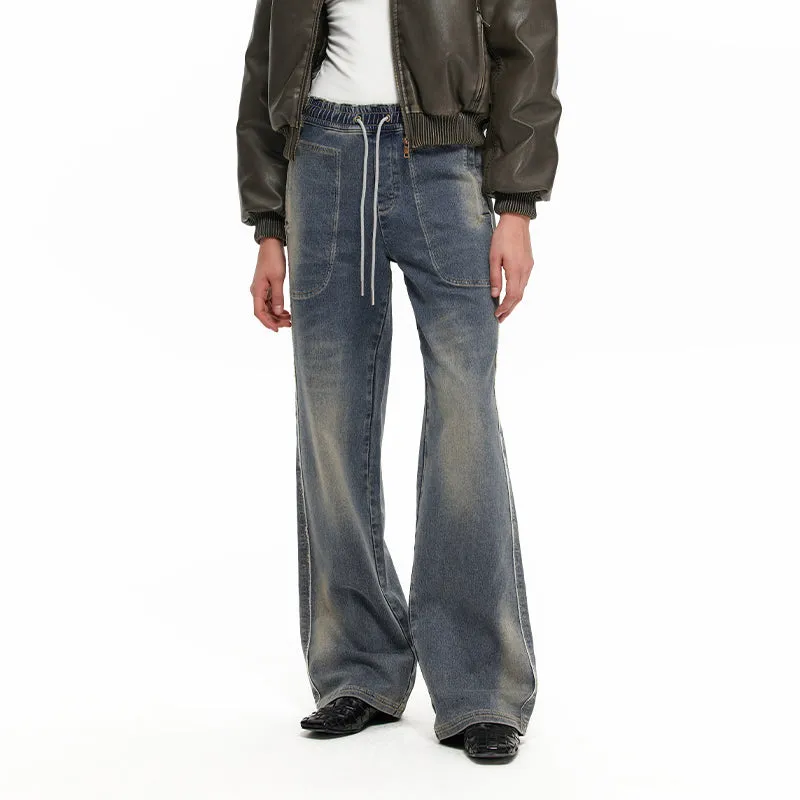 NUHT Retro Washed Straight-Leg Jeans