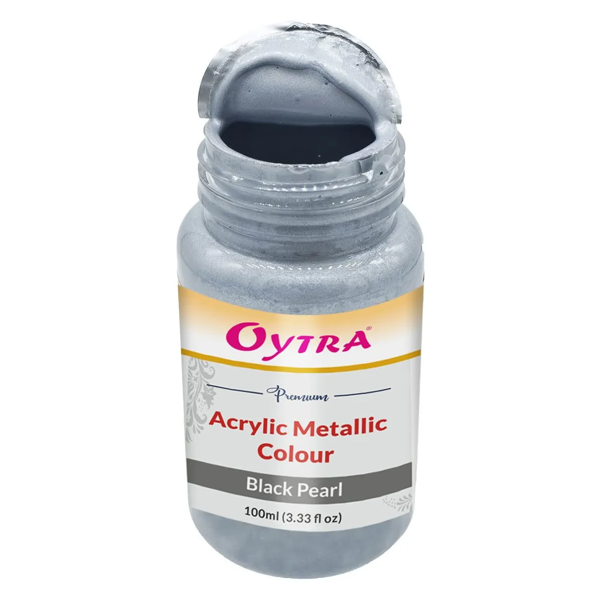 Oytra 100 ml Metallic Acrylic Color Paint Metal Colours for Professionals Artist Hobby Painters DIY Art and Craft Painting Drawings on Canvas (Black Pearl)
