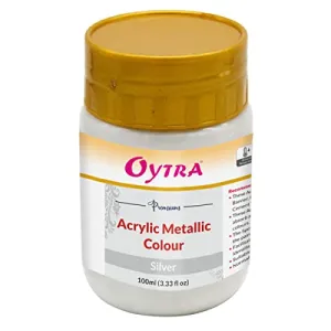 Oytra 100 ml Metallic Acrylic Color Paint Metal Colours for Professionals Artist Hobby Painters DIY Art and Craft Painting Drawings on Canvas (Silver)