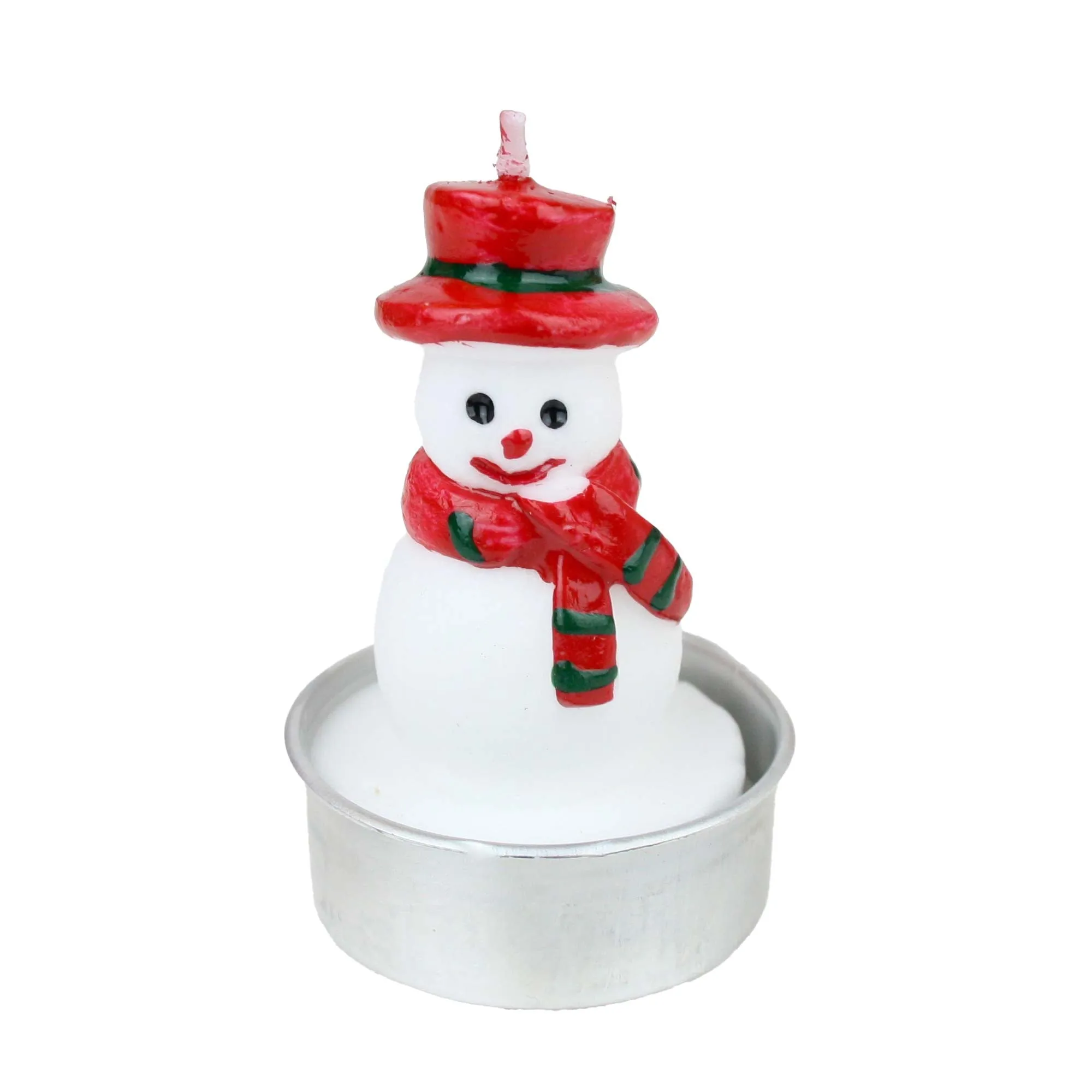 Set 1 Sonwman Christmas Tree Tea Light Candle - Pack of 12