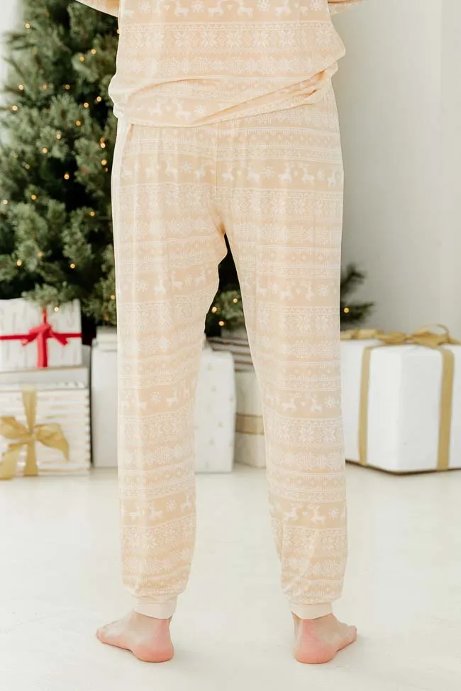 Snowy Days Men Beige and Ivory Fair Isle Pajama Pant FINAL SALE