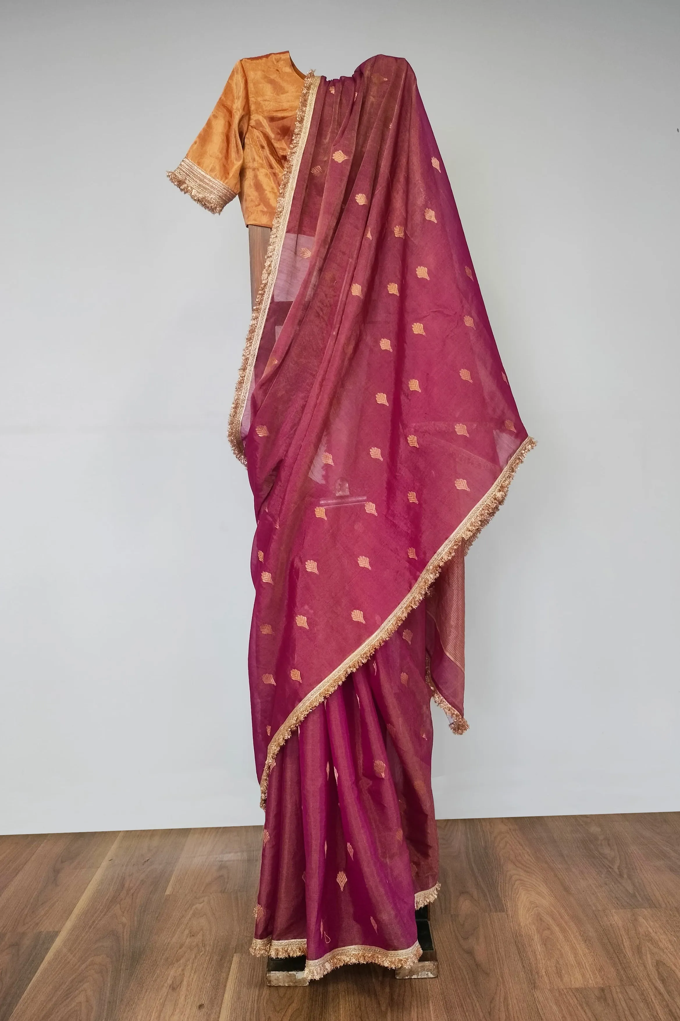 Wine festive saree