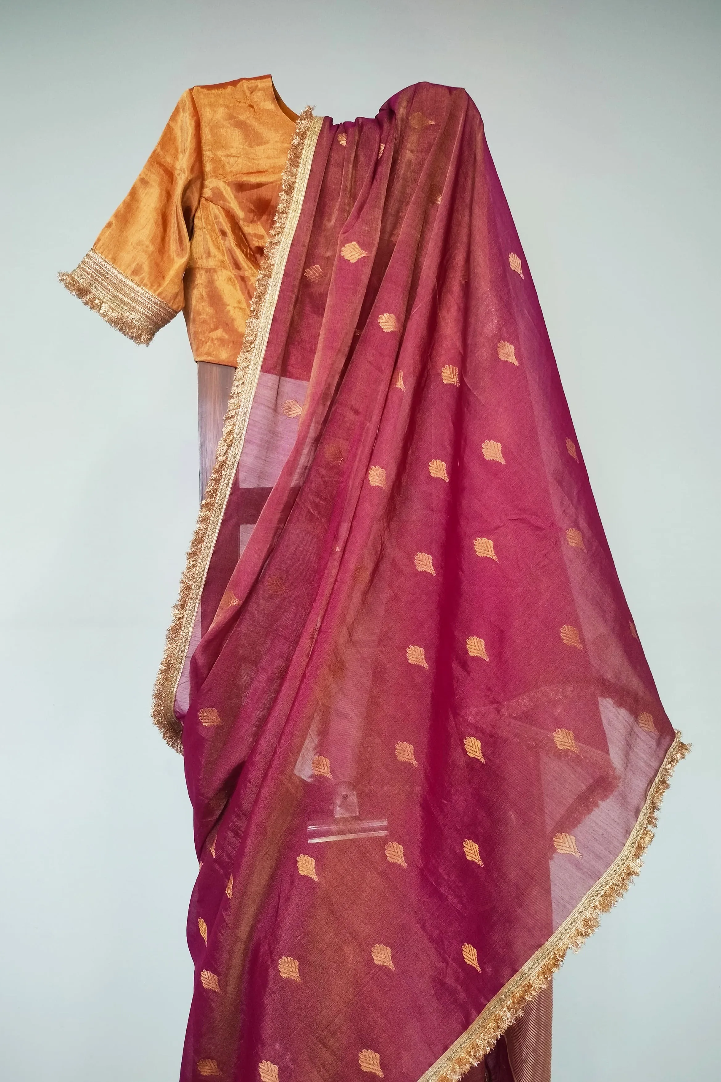 Wine festive saree