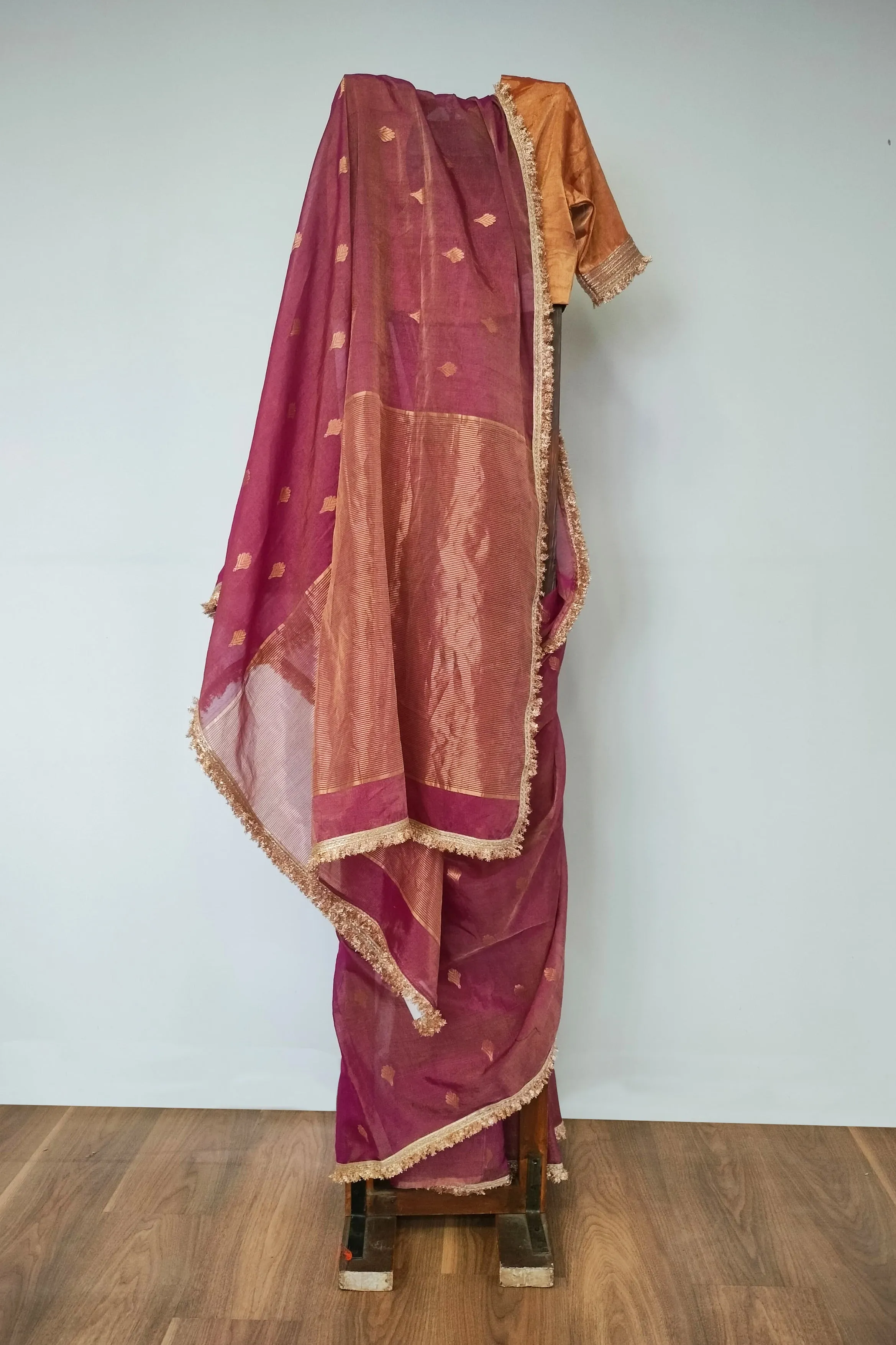 Wine festive saree